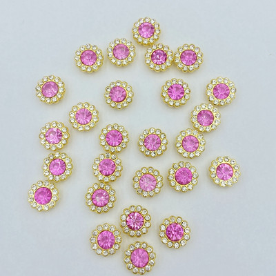 30 vnt Rožinis karoliukas su gręžimo mygtukais, krištolinis dekoratyvinis mygtukas, pasidaryk pats, rankų darbo gėlių centro priedai C312