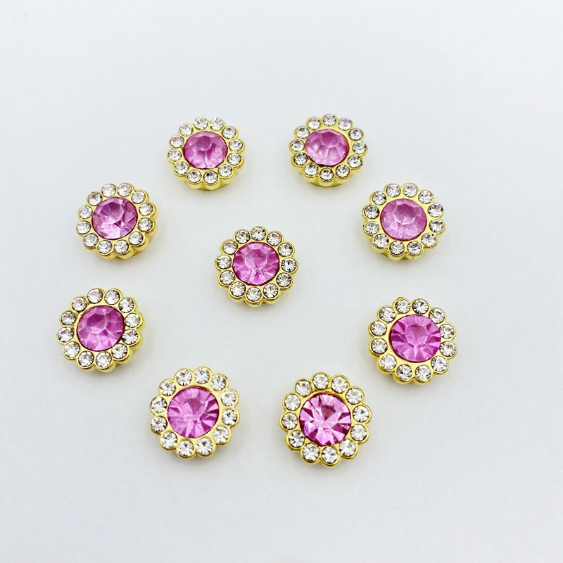 30 vnt Rožinis karoliukas su gręžimo mygtukais, krištolinis dekoratyvinis mygtukas, pasidaryk pats, rankų darbo gėlių centro priedai C312