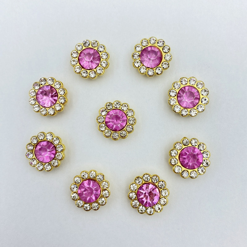 30 vnt Rožinis karoliukas su gręžimo mygtukais, krištolinis dekoratyvinis mygtukas, pasidaryk pats, rankų darbo gėlių centro priedai C312