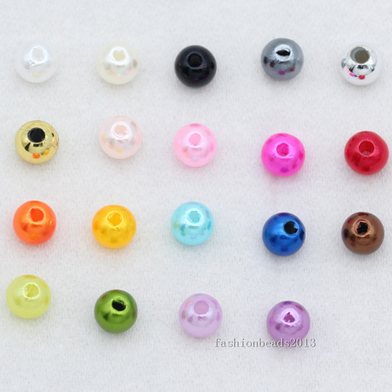 4/6/8/mm Akrylové dištančné korálky, imitácie perál, okrúhle voľné korálky na výrobu šperkov, DIY odevné perly, korálky