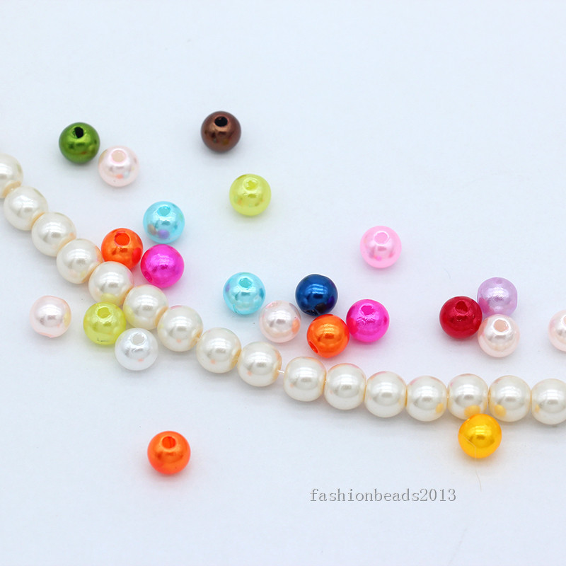 4/6/8/mm Akrylové dištančné korálky, imitácie perál, okrúhle voľné korálky na výrobu šperkov, DIY odevné perly, korálky