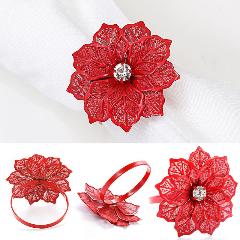 1/6 vnt tuščiaviduriai krištoliniai gėlių servetėlių žiedai virtuvės vakarėliui viešbučiui rankšluosčių laikiklis Kalėdų servetėlių sagčių stalo dekoravimas išmanusis namas