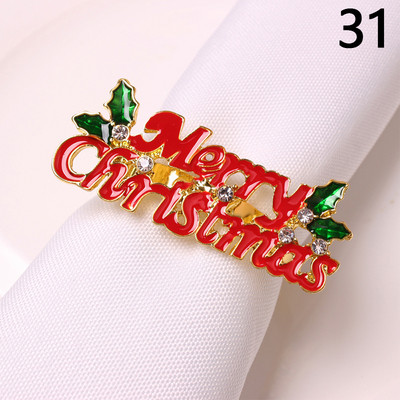 Ziemassvētku salvešu gredzenu turētāji metāla Ziemassvētku vainaga zvans aļņa Ziemassvētku vecīša salvešu turētāji gredzens kāzu banketu viesnīcas vakariņu galda dekors