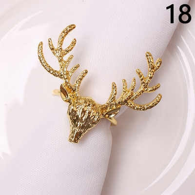 Ziemassvētku salvešu gredzenu turētāji metāla Ziemassvētku vainaga zvans aļņa Ziemassvētku vecīša salvešu turētāji gredzens kāzu banketu viesnīcas vakariņu galda dekors