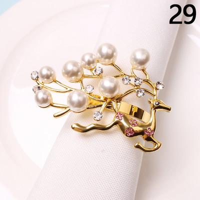 Ziemassvētku salvešu gredzenu turētāji metāla Ziemassvētku vainaga zvans aļņa Ziemassvētku vecīša salvešu turētāji gredzens kāzu banketu viesnīcas vakariņu galda dekors