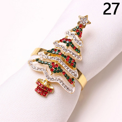 Ziemassvētku salvešu gredzenu turētāji metāla Ziemassvētku vainaga zvans aļņa Ziemassvētku vecīša salvešu turētāji gredzens kāzu banketu viesnīcas vakariņu galda dekors