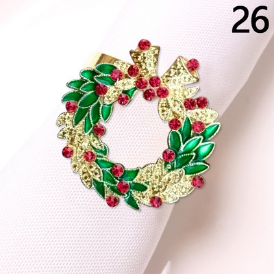 Ziemassvētku salvešu gredzenu turētāji metāla Ziemassvētku vainaga zvans aļņa Ziemassvētku vecīša salvešu turētāji gredzens kāzu banketu viesnīcas vakariņu galda dekors