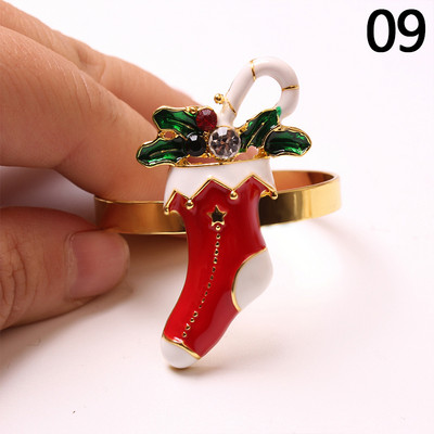 Ziemassvētku salvešu gredzenu turētāji metāla Ziemassvētku vainaga zvans aļņa Ziemassvētku vecīša salvešu turētāji gredzens kāzu banketu viesnīcas vakariņu galda dekors