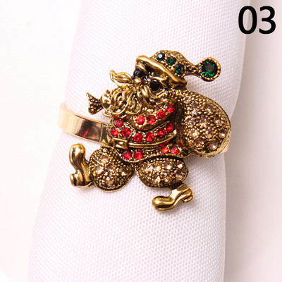 Ziemassvētku salvešu gredzenu turētāji metāla Ziemassvētku vainaga zvans aļņa Ziemassvētku vecīša salvešu turētāji gredzens kāzu banketu viesnīcas vakariņu galda dekors