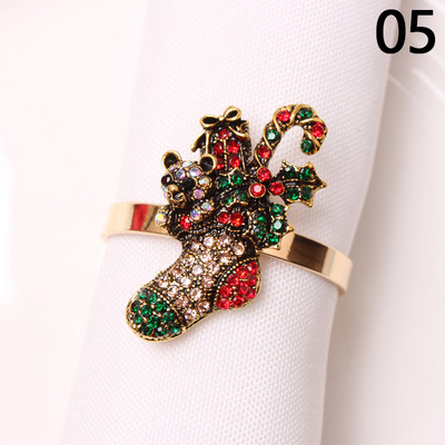 Ziemassvētku salvešu gredzenu turētāji metāla Ziemassvētku vainaga zvans aļņa Ziemassvētku vecīša salvešu turētāji gredzens kāzu banketu viesnīcas vakariņu galda dekors