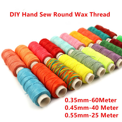 1Pcs 0.35mm/0.45mm/0.55mm Leather Waxed Thread Cord for Hand Stitching Thread Flat Waxed Sewing Line