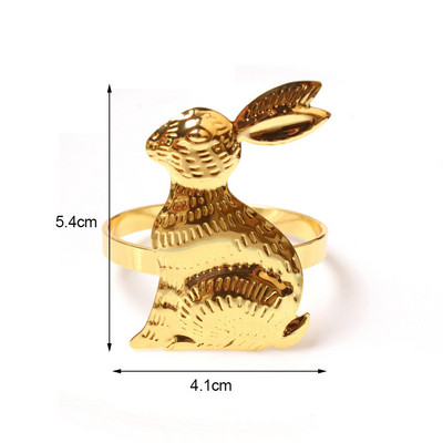 Prsteni za salvete sa zečjim ušima Uskrsni zec Držač za salvete Metalni ukras za kućni stol za posluživanje za proljeće Rustikalni nehrđajući čelik Zlato Srebro