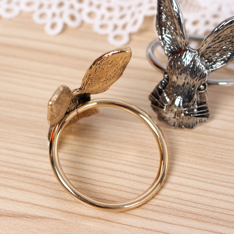 Prsteni za salvete sa zečjim ušima Uskrsni zec Držač za salvete Metalni ukras za kućni stol za posluživanje za proljeće Rustikalni nehrđajući čelik Zlato Srebro
