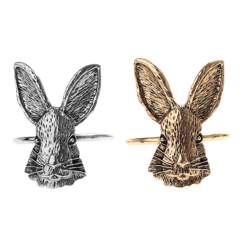 Prsteni za salvete sa zečjim ušima Uskrsni zec Držač za salvete Metalni ukras za kućni stol za posluživanje za proljeće Rustikalni nehrđajući čelik Zlato Srebro