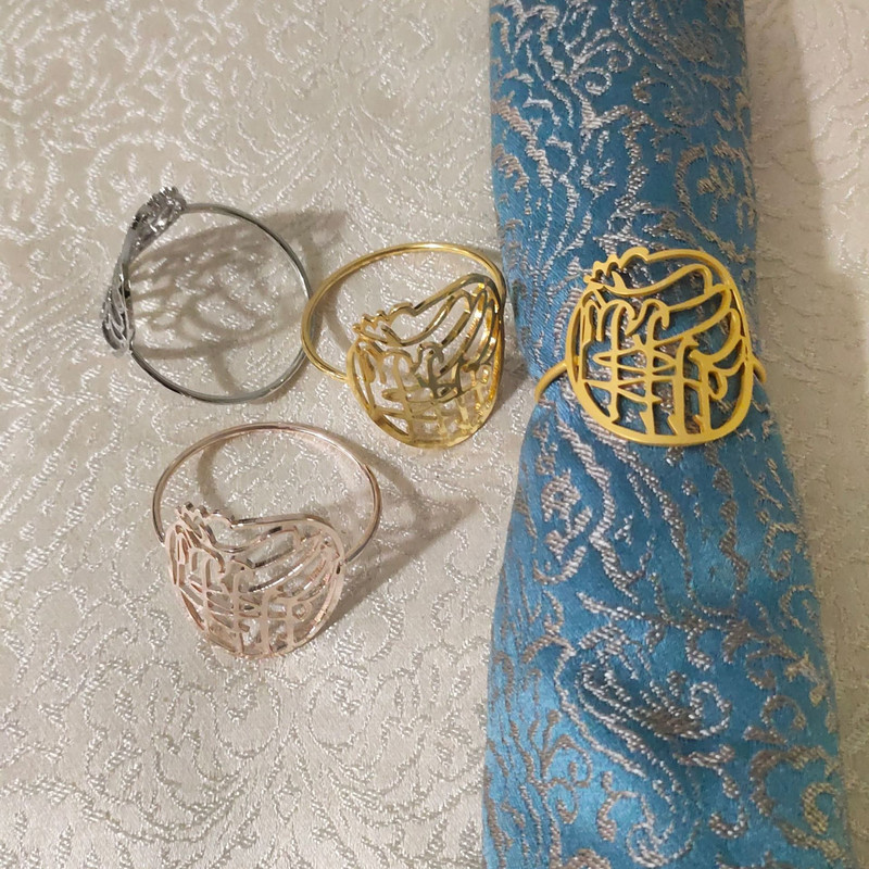 4 gab. Salvešu gredzeni, ar rokām darināti dzirksti salvešu gredzeni Salvešu turētāji Ramadāna dekorēšanai 2023. gada EID Mubaraka banketu festivāla dekori