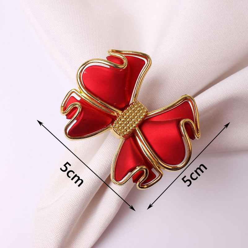 Κόκκινο φιόγκο Δαχτυλίδι για χαρτοπετσέτα Διακόσμηση τραπεζιού γάμου Μεταλλική χρυσή θήκη για χαρτοπετσέτα Δώρο γάμου Νυφικό ντους Είδη διακόσμησης τραπεζιού Νέο