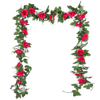33 цветни глави / партиди от копринени рози, бръшлян, зелени листа, използвани за семейна сватбена украса, фалшиви листа направи си сам висящ венец ар