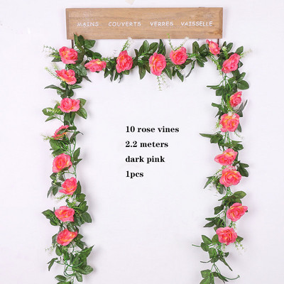 33 lillepead / partiid siidist roosid luuderohi, rohelised lehed, kasutatud pere pulmade kaunistamiseks, võltslehed ise rippuv pärg ar