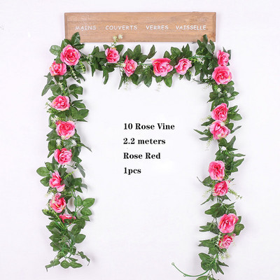 33 lillepead / partiid siidist roosid luuderohi, rohelised lehed, kasutatud pere pulmade kaunistamiseks, võltslehed ise rippuv pärg ar