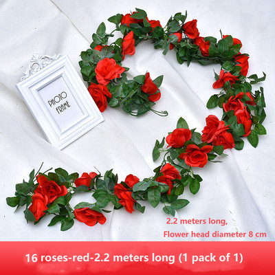 33 lillepead / partiid siidist roosid luuderohi, rohelised lehed, kasutatud pere pulmade kaunistamiseks, võltslehed ise rippuv pärg ar