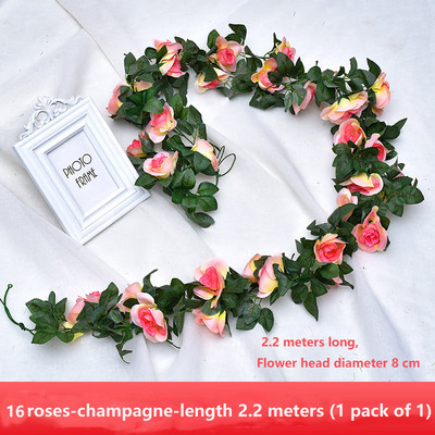 33 lillepead / partiid siidist roosid luuderohi, rohelised lehed, kasutatud pere pulmade kaunistamiseks, võltslehed ise rippuv pärg ar