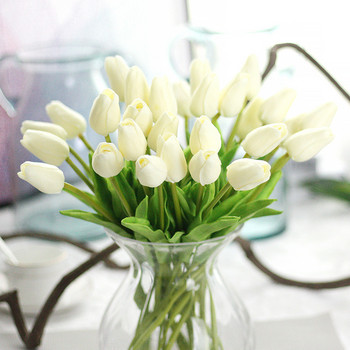 3/5/10/15/20pcs Tulips Artificial Flowers Μπουκέτο λουλουδιών Real Touch Τουλίπες Ψεύτικο λουλούδι για διακόσμηση σπιτιού γάμου