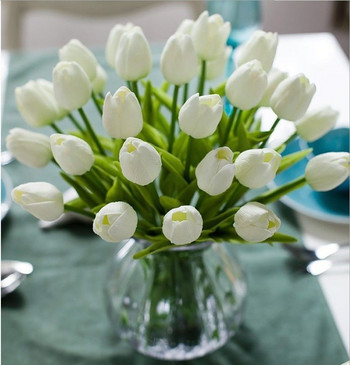 3/5/10/15/20pcs Tulips Artificial Flowers Μπουκέτο λουλουδιών Real Touch Τουλίπες Ψεύτικο λουλούδι για διακόσμηση σπιτιού γάμου