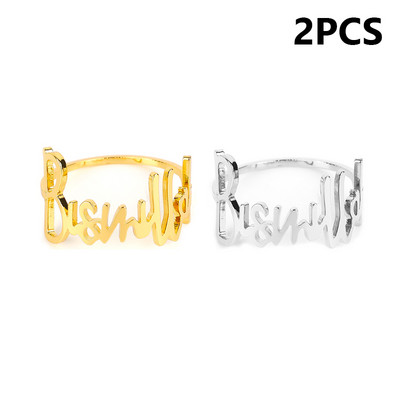 6/4/2 vnt. Madingų laiškų servetėlių žiedai Bismillah servetėlių laikiklio sagtis, skirta viešbučio vakarietiško restorano vestuvių vakarėliui namų stalo dekoravimui