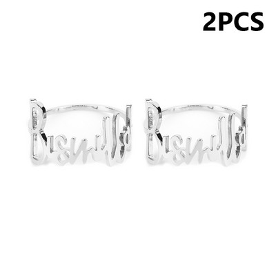 6/4/2 vnt. Madingų laiškų servetėlių žiedai Bismillah servetėlių laikiklio sagtis, skirta viešbučio vakarietiško restorano vestuvių vakarėliui namų stalo dekoravimui