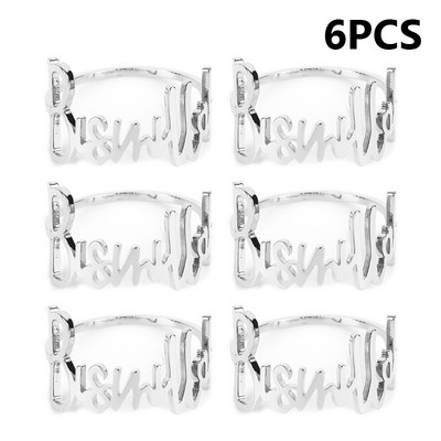 6/4/2 vnt. Madingų laiškų servetėlių žiedai Bismillah servetėlių laikiklio sagtis, skirta viešbučio vakarietiško restorano vestuvių vakarėliui namų stalo dekoravimui