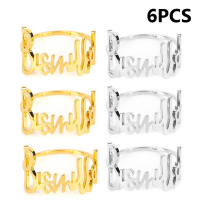 6/4/2 vnt. Madingų laiškų servetėlių žiedai Bismillah servetėlių laikiklio sagtis, skirta viešbučio vakarietiško restorano vestuvių vakarėliui namų stalo dekoravimui