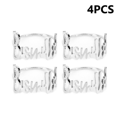 6/4/2 vnt. Madingų laiškų servetėlių žiedai Bismillah servetėlių laikiklio sagtis, skirta viešbučio vakarietiško restorano vestuvių vakarėliui namų stalo dekoravimui