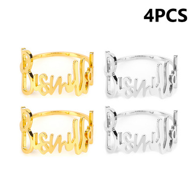 6/4/2 vnt. Madingų laiškų servetėlių žiedai Bismillah servetėlių laikiklio sagtis, skirta viešbučio vakarietiško restorano vestuvių vakarėliui namų stalo dekoravimui