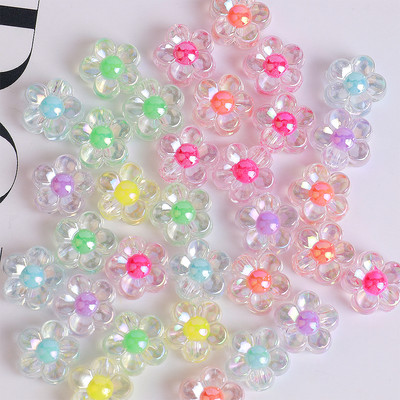 50 gab. Caurspīdīgas akrila ziedu tipa krelles ar caurumu, rokām darinātas auskaru kaklarotas rotaslietu izgatavošanas materiāls T0815