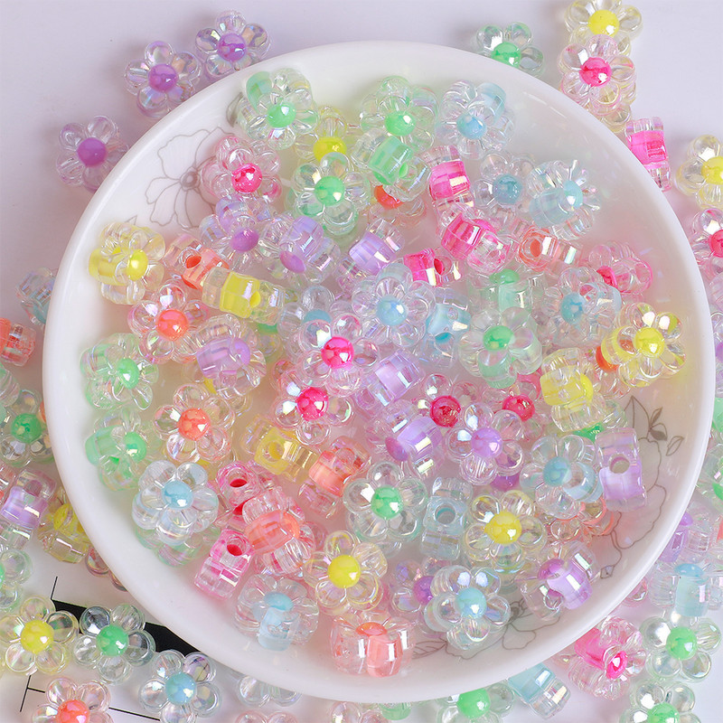 50 gab. Caurspīdīgas akrila ziedu tipa krelles ar caurumu, rokām darinātas auskaru kaklarotas rotaslietu izgatavošanas materiāls T0815