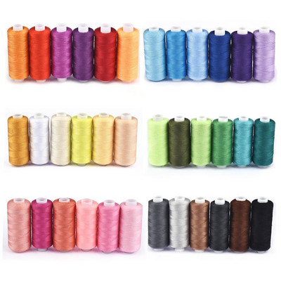 6 Colors/Set Yarn Sewing Thread Roll Machine Hand Embroidery 400 Yard Each Spool 100% Polyester Durable For Home Sewing Kit