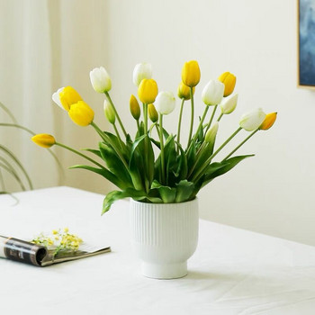 Μπουκέτο σιλικόνης Tulip (3 Flowers+2 Bud) Real Touch Υψηλής ποιότητας 27 Χρώμα Calla Διακόσμηση σπιτιού Τεχνητό λουλούδι Γάμος INDIGO