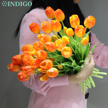 Μπουκέτο σιλικόνης Tulip (3 Flowers+2 Bud) Real Touch Υψηλής ποιότητας 27 Χρώμα Calla Διακόσμηση σπιτιού Τεχνητό λουλούδι Γάμος INDIGO