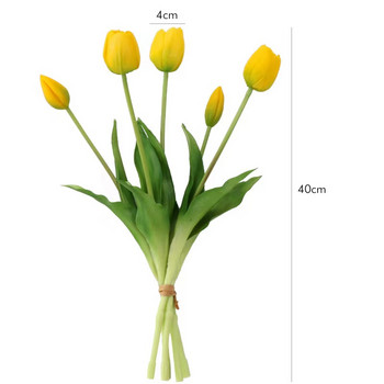 Μπουκέτο σιλικόνης Tulip (3 Flowers+2 Bud) Real Touch Υψηλής ποιότητας 27 Χρώμα Calla Διακόσμηση σπιτιού Τεχνητό λουλούδι Γάμος INDIGO