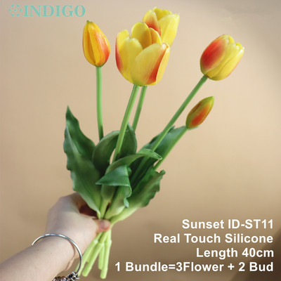 Silikona tulpju (3 ziedi + 2 pumpuri) pušķis Real Touch augstas kvalitātes 27 krāsu Calla mājas dekorēšana mākslīgo ziedu kāzas INDIGO