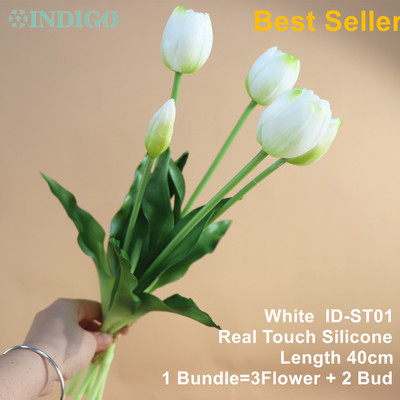 Silikona tulpju (3 ziedi + 2 pumpuri) pušķis Real Touch augstas kvalitātes 27 krāsu Calla mājas dekorēšana mākslīgo ziedu kāzas INDIGO