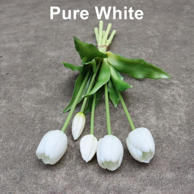 Silikona tulpju (3 ziedi + 2 pumpuri) pušķis Real Touch augstas kvalitātes 27 krāsu Calla mājas dekorēšana mākslīgo ziedu kāzas INDIGO