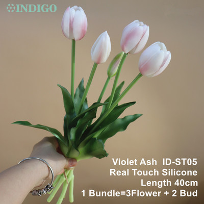 Silikona tulpju (3 ziedi + 2 pumpuri) pušķis Real Touch augstas kvalitātes 27 krāsu Calla mājas dekorēšana mākslīgo ziedu kāzas INDIGO