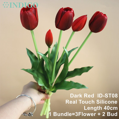 Silikona tulpju (3 ziedi + 2 pumpuri) pušķis Real Touch augstas kvalitātes 27 krāsu Calla mājas dekorēšana mākslīgo ziedu kāzas INDIGO