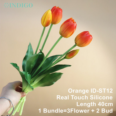 Silikona tulpju (3 ziedi + 2 pumpuri) pušķis Real Touch augstas kvalitātes 27 krāsu Calla mājas dekorēšana mākslīgo ziedu kāzas INDIGO