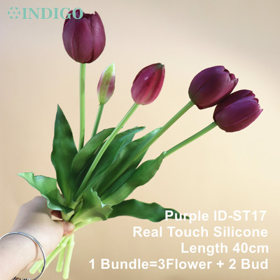 Silikona tulpju (3 ziedi + 2 pumpuri) pušķis Real Touch augstas kvalitātes 27 krāsu Calla mājas dekorēšana mākslīgo ziedu kāzas INDIGO