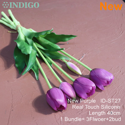 Silikona tulpju (3 ziedi + 2 pumpuri) pušķis Real Touch augstas kvalitātes 27 krāsu Calla mājas dekorēšana mākslīgo ziedu kāzas INDIGO