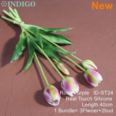 Silikona tulpju (3 ziedi + 2 pumpuri) pušķis Real Touch augstas kvalitātes 27 krāsu Calla mājas dekorēšana mākslīgo ziedu kāzas INDIGO