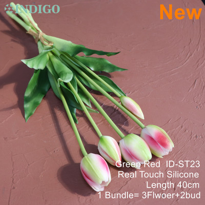 Silikona tulpju (3 ziedi + 2 pumpuri) pušķis Real Touch augstas kvalitātes 27 krāsu Calla mājas dekorēšana mākslīgo ziedu kāzas INDIGO