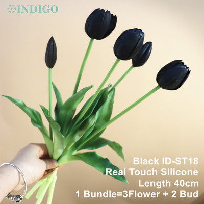 Silikona tulpju (3 ziedi + 2 pumpuri) pušķis Real Touch augstas kvalitātes 27 krāsu Calla mājas dekorēšana mākslīgo ziedu kāzas INDIGO